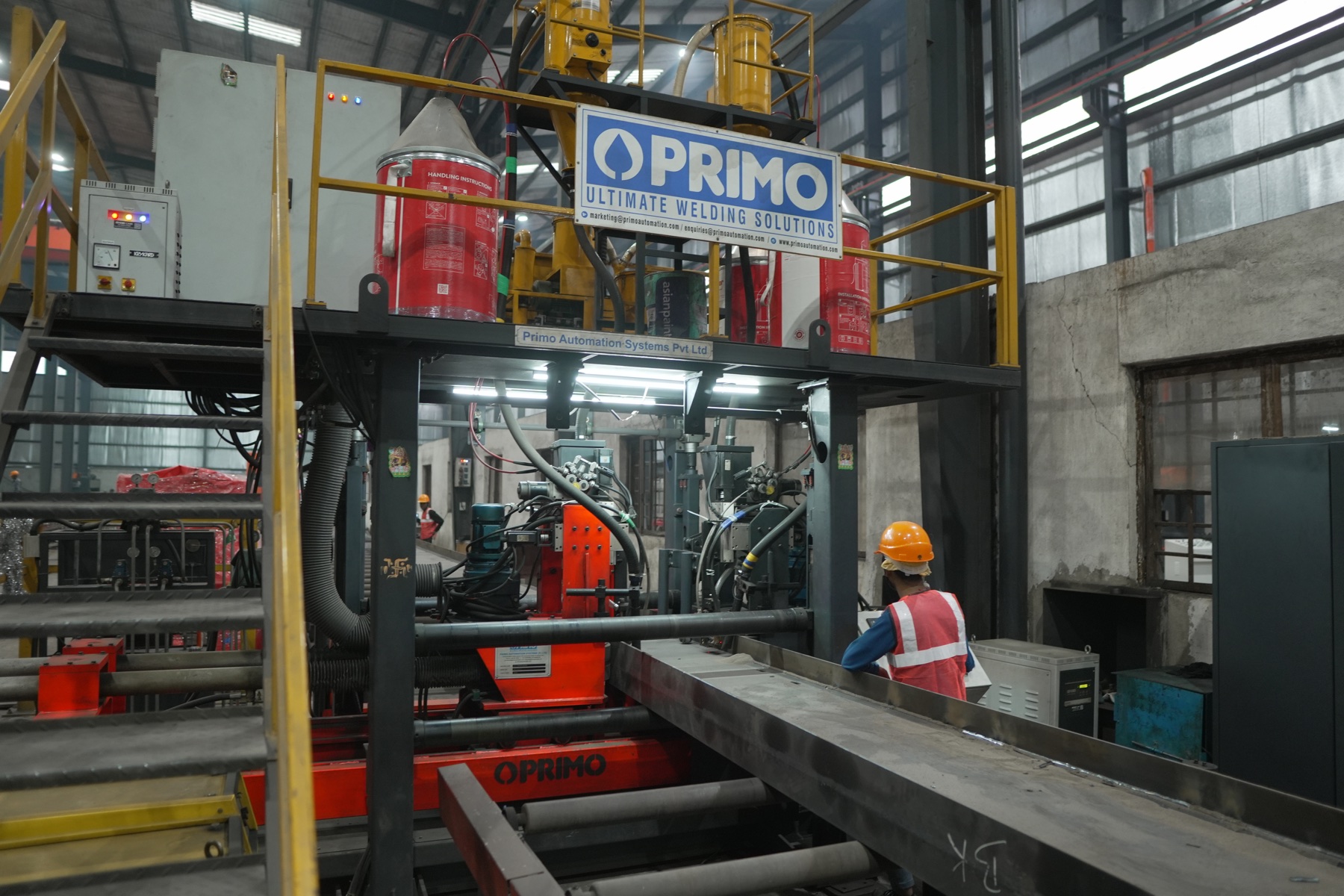 Automated beam welding in progress at Yash Engicon
